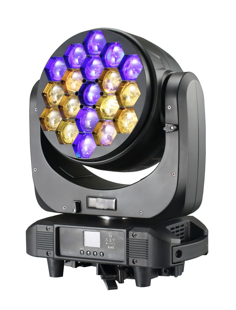 LED Moving Head:19x40w RGBW, Beam Wash Kaleido effects 3-in-1, Pixel Tech